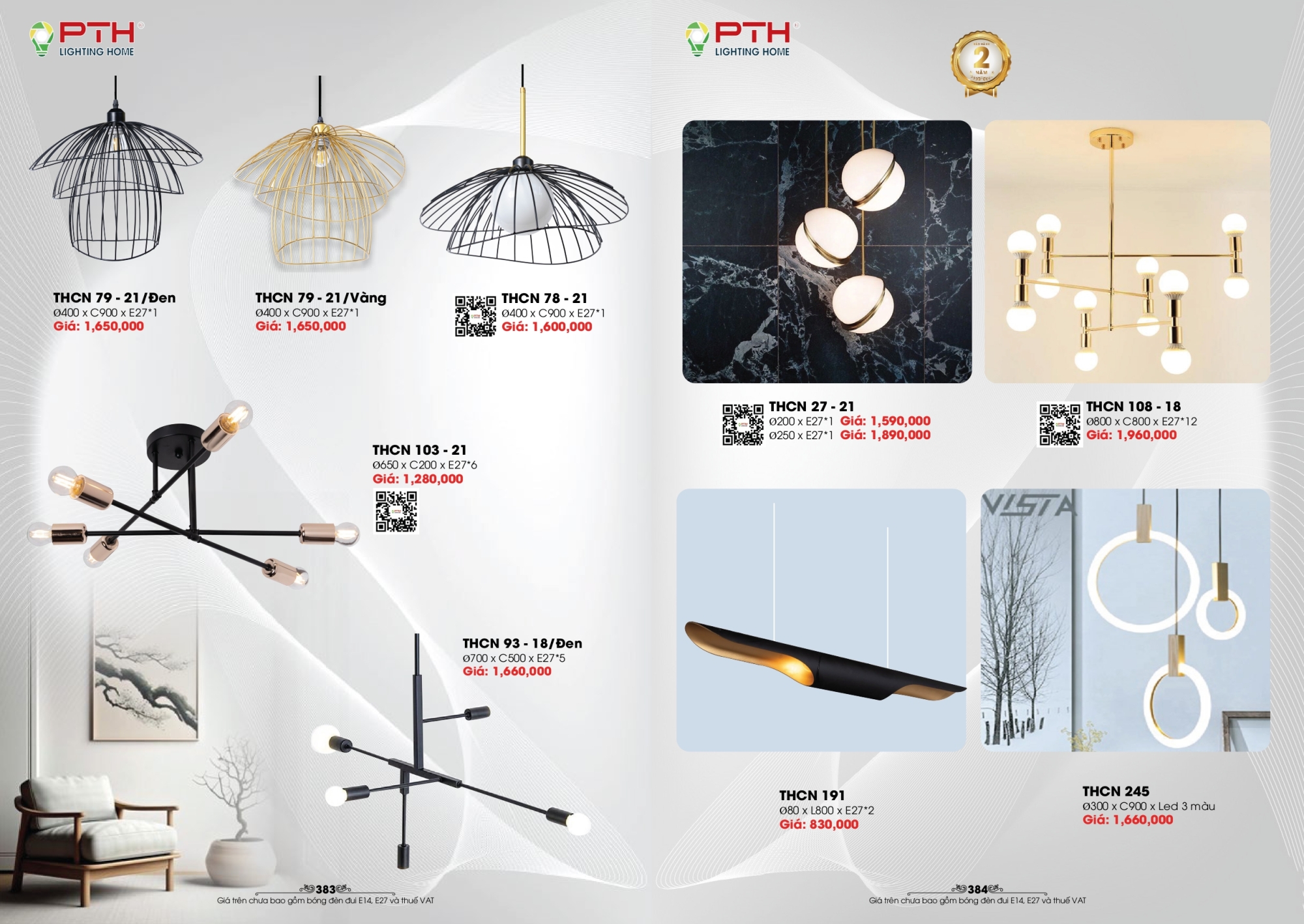 Bảng giá đèn trang trí PTH Lighting Home 2026